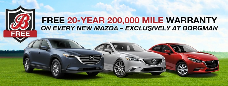 Free 20 year 200,000 Mile Mazda Warranty