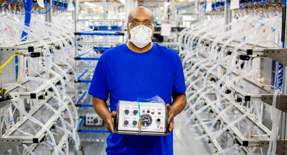 Person holding ventilator