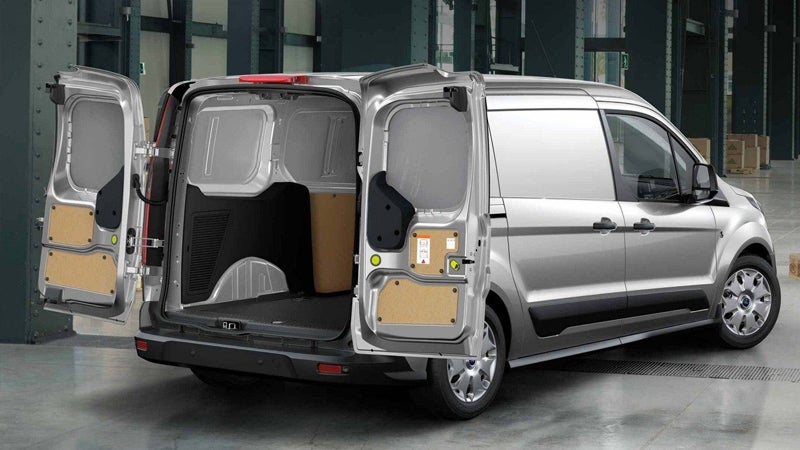 Ford Transit connect is open from backside.