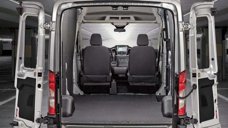 Ford Transit Van is open from backside.