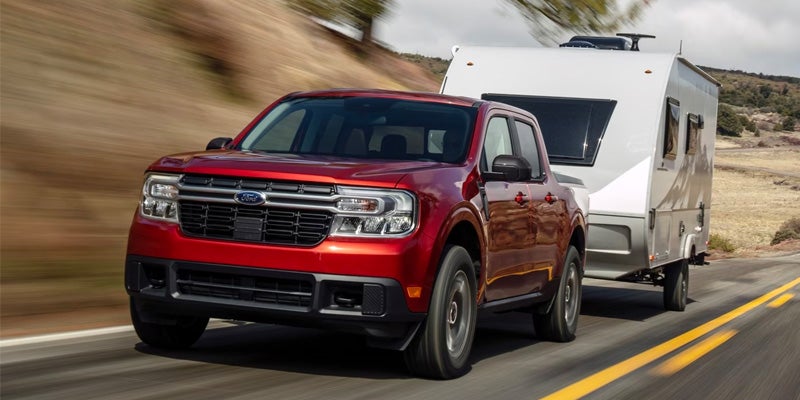 Ford Maverick is pulling another vehicle.