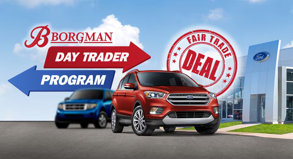 Borgman Day Trader Poster is displayed with two car and Deal written on it.